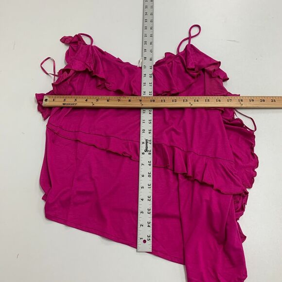 Anthropologie Asymmetrical Ruffle Cami Women XS Extra Small Raspberry Tiered - Picture 8 of 13